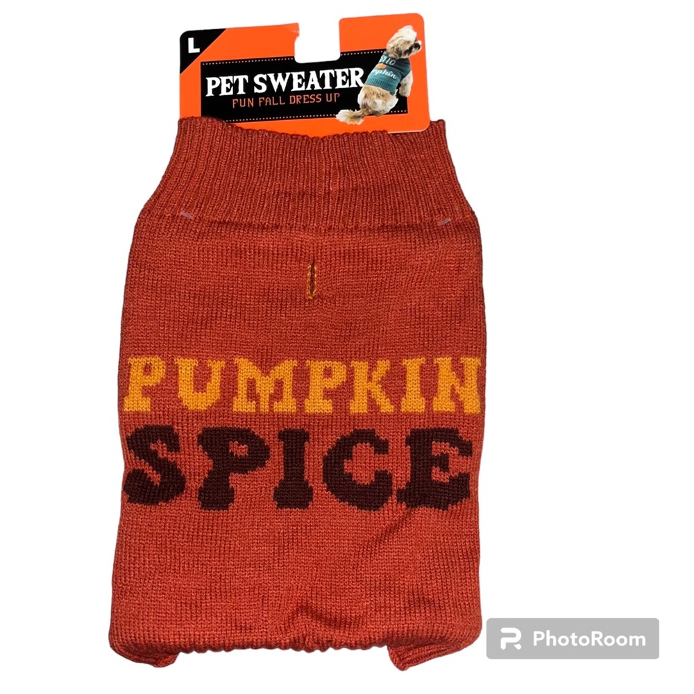 NWT Pumpkin Spice Fall Autumn Orange Dog Knit Sweater - Size Large
